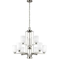 Sea Gull Franport 9 Light Chandelier in Brushed Nickel