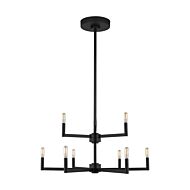 Fullton Nine Light Chandelier in Midnight Black by Visual Comfort Studio