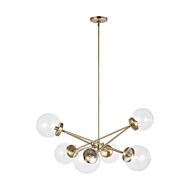 Tierney Six Light Chandelier in Satin Brass by Visual Comfort Studio