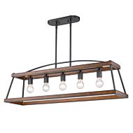 Teagan 5-Light Linear Pendant in Natural Black