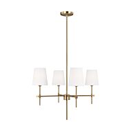 Baker Four Light Chandelier in Satin Brass by Visual Comfort Studio