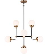 Sea Gull Cafe 8 Light Contemporary Chandelier in Satin Brass