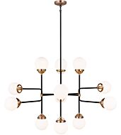 Sea Gull Cafe 12 Light Contemporary Chandelier in Satin Brass