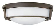 Hinkley Hathaway 3-Light Flush Mount Ceiling Light In Olde Bronze With Etched White Glass