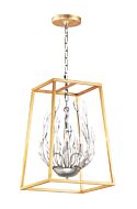 Maxim Bouquet 4 Light Pendant Light in Polished Nickel and Gold Leaf