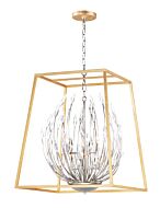 Maxim Bouquet 6 Light Pendant Light in Polished Nickel and Gold Leaf