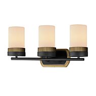 Ruffles 3-Light Bathroom Vanity Light in Black with Antique Brass