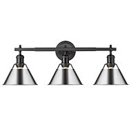 Orwell BLK Three Light Bath Vanity in Matte Black by Golden