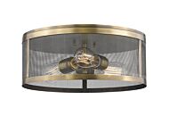 Z-Lite Meshsmith 3-Light Flush Mount Ceiling Light In Natural Brass