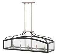 Hinkley Clarendon 5-Light Linear Chandelier In Aged Zinc