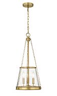 Z-Lite Prescott 3-Light Pendant Light In Rubbed Brass