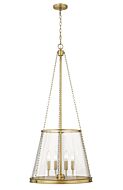 Z-Lite Prescott 4-Light Pendant Light In Rubbed Brass