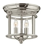 Hinkley Gentry 2-Light Flush Mount Ceiling Light In Polished Nickel