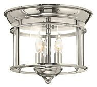 Hinkley Gentry 3-Light Flush Mount Ceiling Light In Polished Nickel