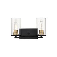 Pasadena 2-Light Vanity in Matte Black with Heirloom Bronze