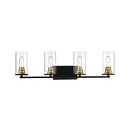 Pasadena Four Light Vanity in Matte Black Heirloom Bronze by Millennium