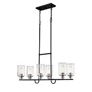 Clifton Six Light Island Pendant in Matte Black Brushed Nickel by Millennium