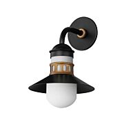 Admiralty One Light Outdoor Wall Sconce in Black   Antique Brass by Maxim