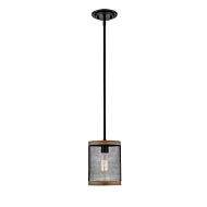 Mesa One Light Mini Pendant in Matte Black Wood Grain by Millennium