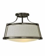 Hinkley Charlotte 3-Light Semi-Flush Ceiling Light In Antique Nickel