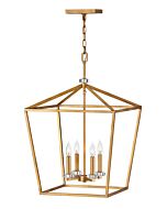 Hinkley Stinson 4-Light Chandelier In Distressed Brass