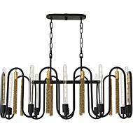 Darden 10 Light 38 inch Matte Black/Antique Gold Linear Pendant Ceiling Light