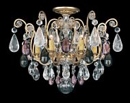 Renaissance Rock Crystal Six Light Semi Flush Mount in Etruscan Gold by Schonbek