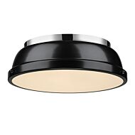 Golden Duncan 2 Light 14 Inch Ceiling Light in Chrome and Black