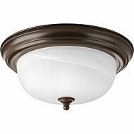 Dome Glass - Alabaster 2-Light Flush Mount in Antique Bronze