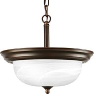 Dome Glass - Alabaster 2-Light Semi-Flush Mount in Antique Bronze