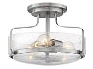 Hinkley Harper 3-Light Semi-Flush Ceiling Light In Brushed Nickel With Clear Seedy Glass