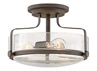 Hinkley Harper 3-Light Semi-Flush Ceiling Light In Oil Rubbed Bronze With Clear Seedy Glass