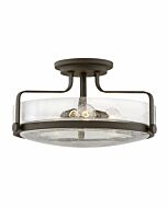 Hinkley Harper 3-Light Semi-Flush Ceiling Light In Oil Rubbed Bronze With Clear Seedy Glass