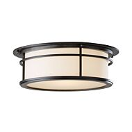 Hubbardton Forge 5 Inch 2 Light Province Outdoor Ceiling Light in Coastal Dark Smoke