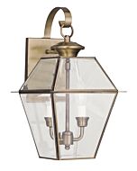 Westover 2-Light Outdoor Wall Lantern in Antique Brass