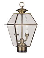Westover 2-Light Outdoor Post Lantern in Antique Brass