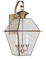 Westover 3-Light Outdoor Wall Lantern in Antique Brass