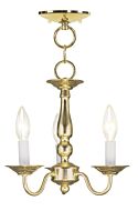 Williamsburgh 3-Light Mini Chandelier with Ceiling Mount in Polished Brass