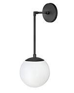 Hinkley Warby 1-Light Wall Sconce In Black With White Glass