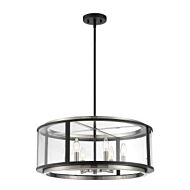 Tambouro 6-Light Pendant in Matte Black With Satin Nickel