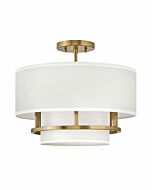 Hinkley Graham 3-Light Semi-Flush Ceiling Light In Lacquered Brass