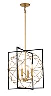 Minka Lavery Titans Trace 4 Light Pendant Light in Sand Coal with Painted Honey Gold