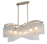 Victoria 6-Light Linear Chandelier in Golden Silver