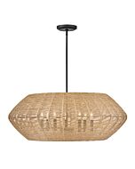 Hinkley Luca 7-Light Chandelier In Black With Camel Rattan Shade