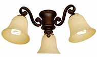 3 Light Fitter and Glass 3-Light Fan Light Kit in Bronze / Dark