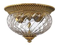 Hinkley Plantation 2-Light Flush Mount Bathroom Vanity Light In Burnished Brass