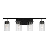 Oslo 4-Light Bathroom Vanity Light in Midnight Black