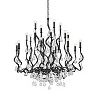 Aveline 20 Light Chandelier in Black Silver Leaf by Corbett Lighting