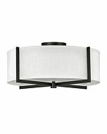 Hinkley Axis Off White 3-Light Semi-Flush Ceiling Light In Black