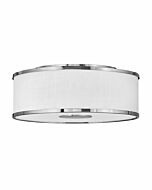 Hinkley Halo Off White 3-Light Flush Mount Ceiling Light In Brushed Nickel